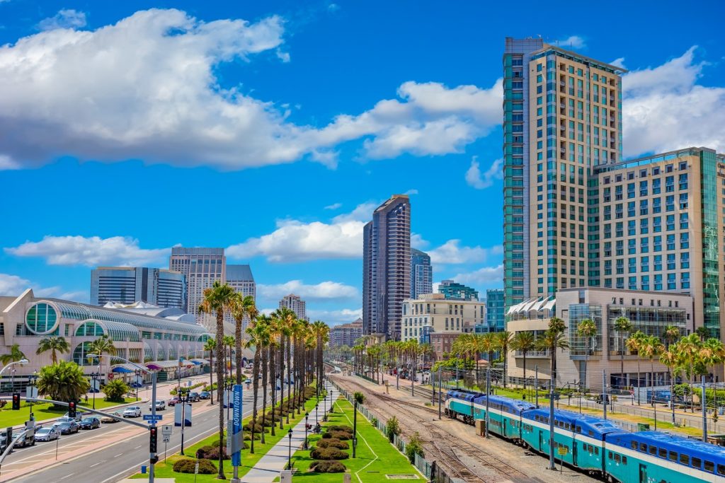 Downtown cityscape with skyscrapers of San Diego Skyline, Ca - Rental